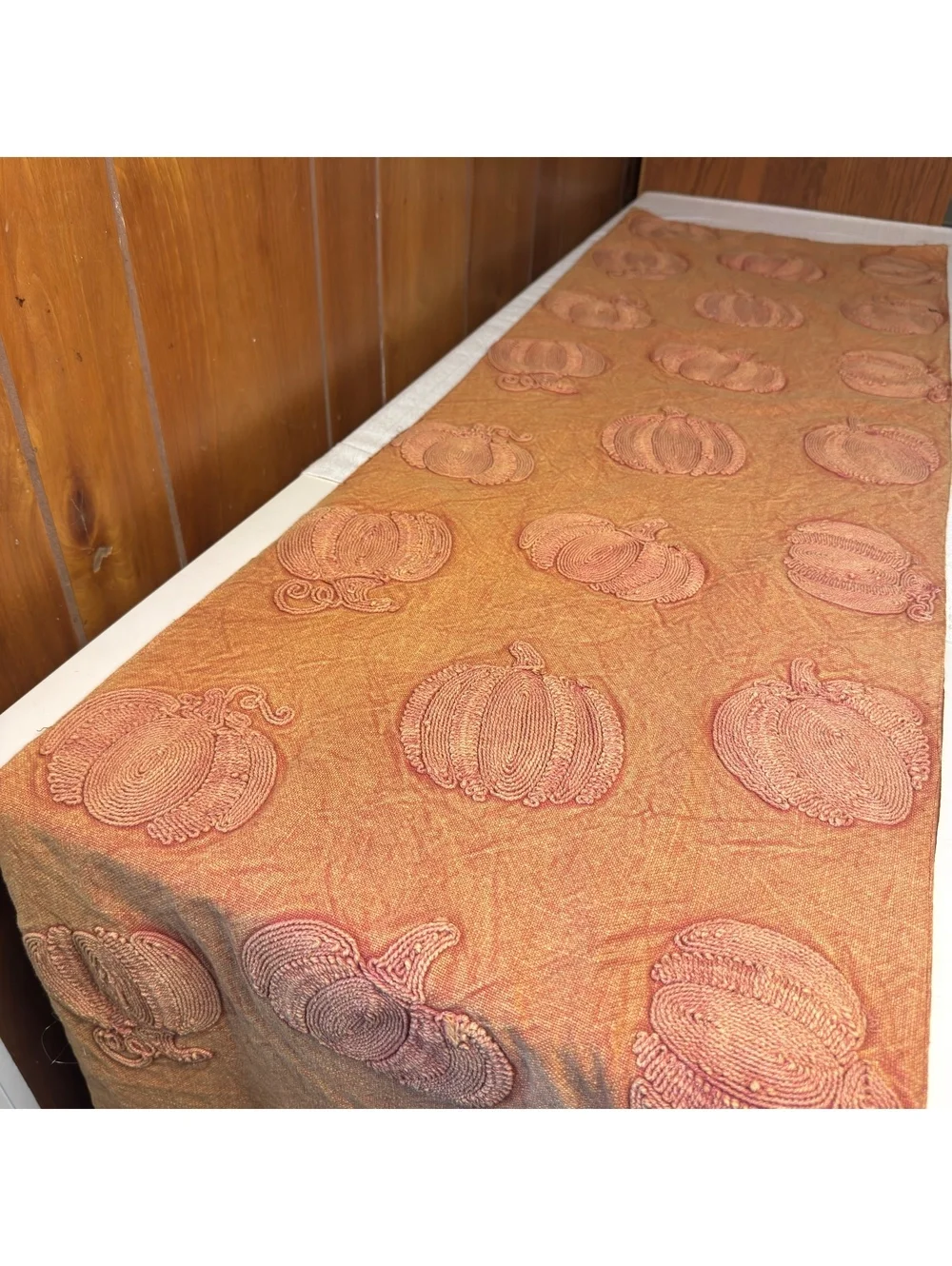 Embroidered Pumpkin Table Runner Rachel Zoe 16x71 Fall Thanksgiving Autumn Decor